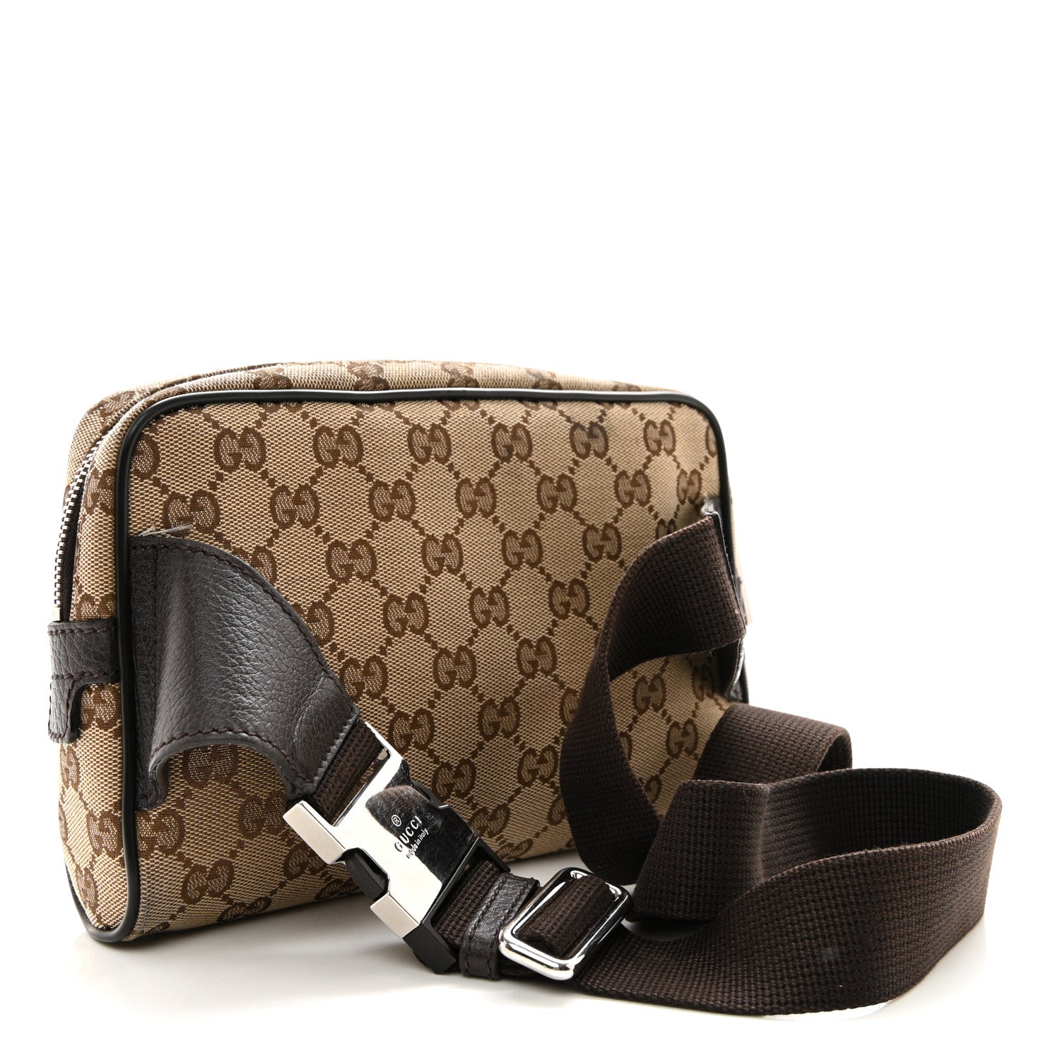 Gucci Monogram Dollar Calfskin Belt Bag Beige Ebony Testa di Moro Marrone Scuro 3 of 15