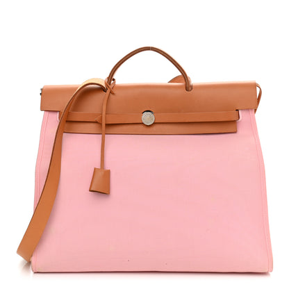 Hermes Vache Hunter Toile Herbag Zip 31 PM Rose Sakura 3 of 16