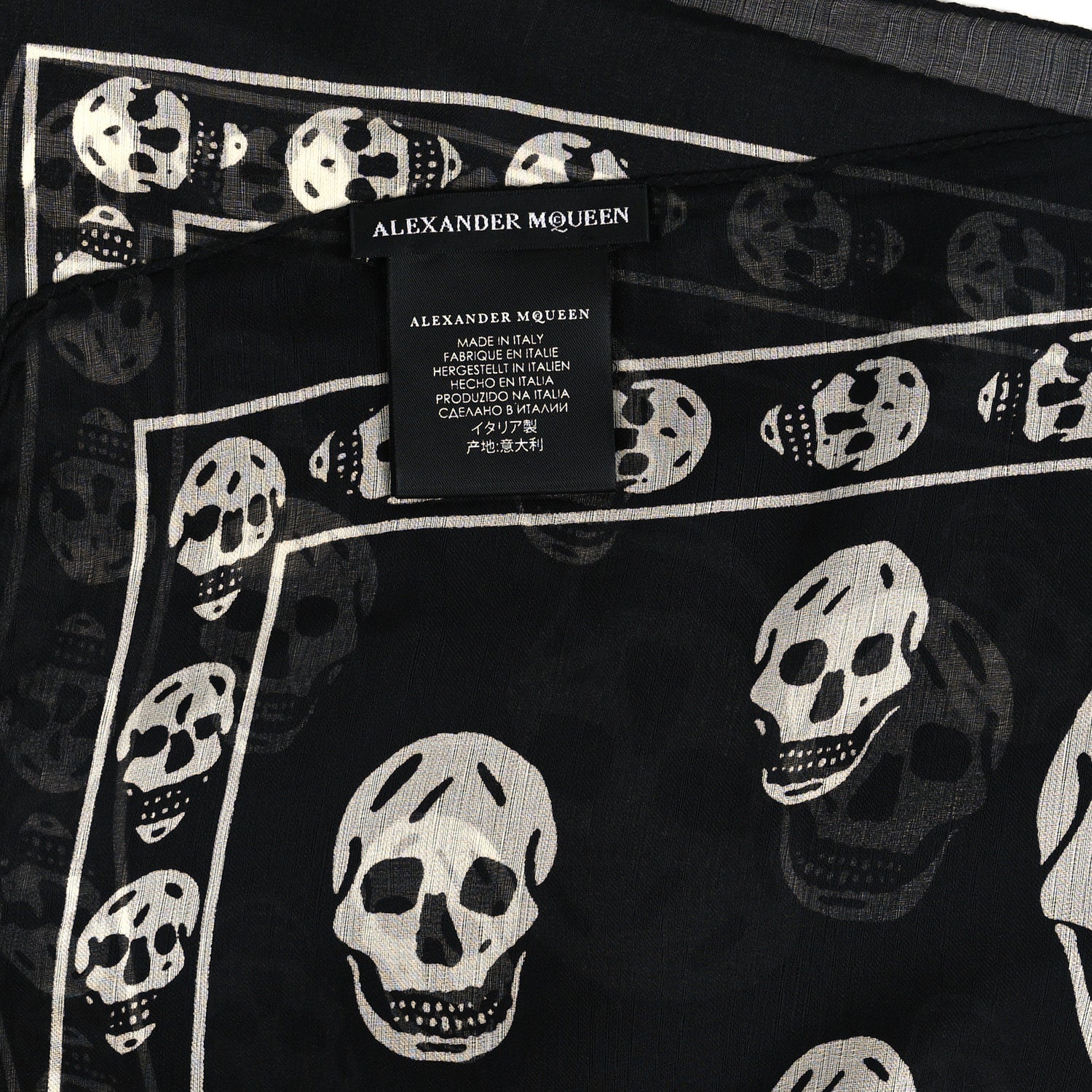 Alexander McQueen Silk Chiffon Skull Scarf Black Ivory 3 of 3
