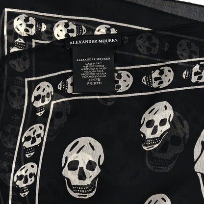 Alexander McQueen Silk Chiffon Skull Scarf Black Ivory 3 of 3