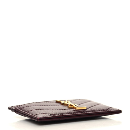 Saint Laurent Grain De Poudre Matelasse Chevron Cassandre Credit Card Case Rouge Legion 4 of 11