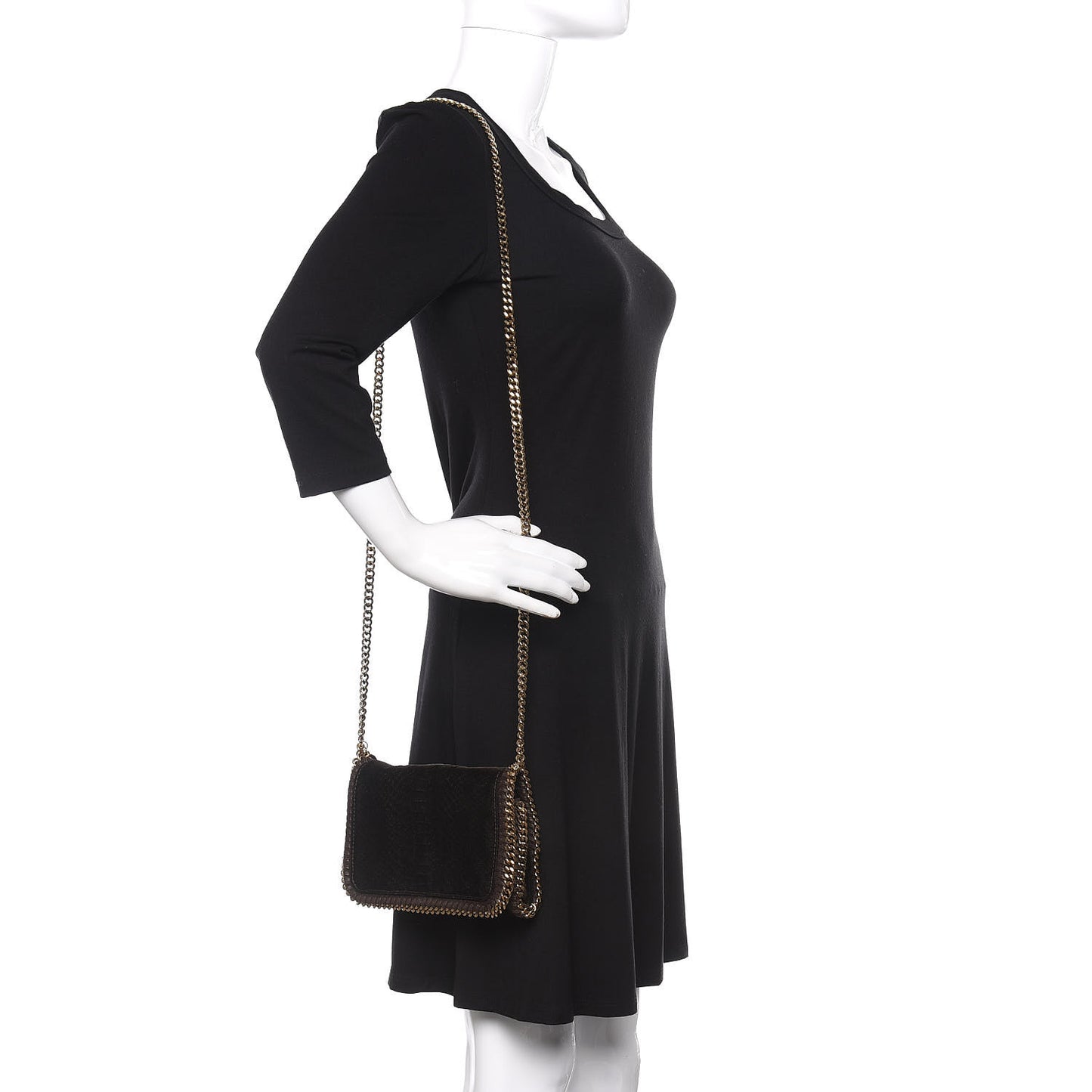 Velvet Python Embossed Falabella Crossbody Bag Bronze