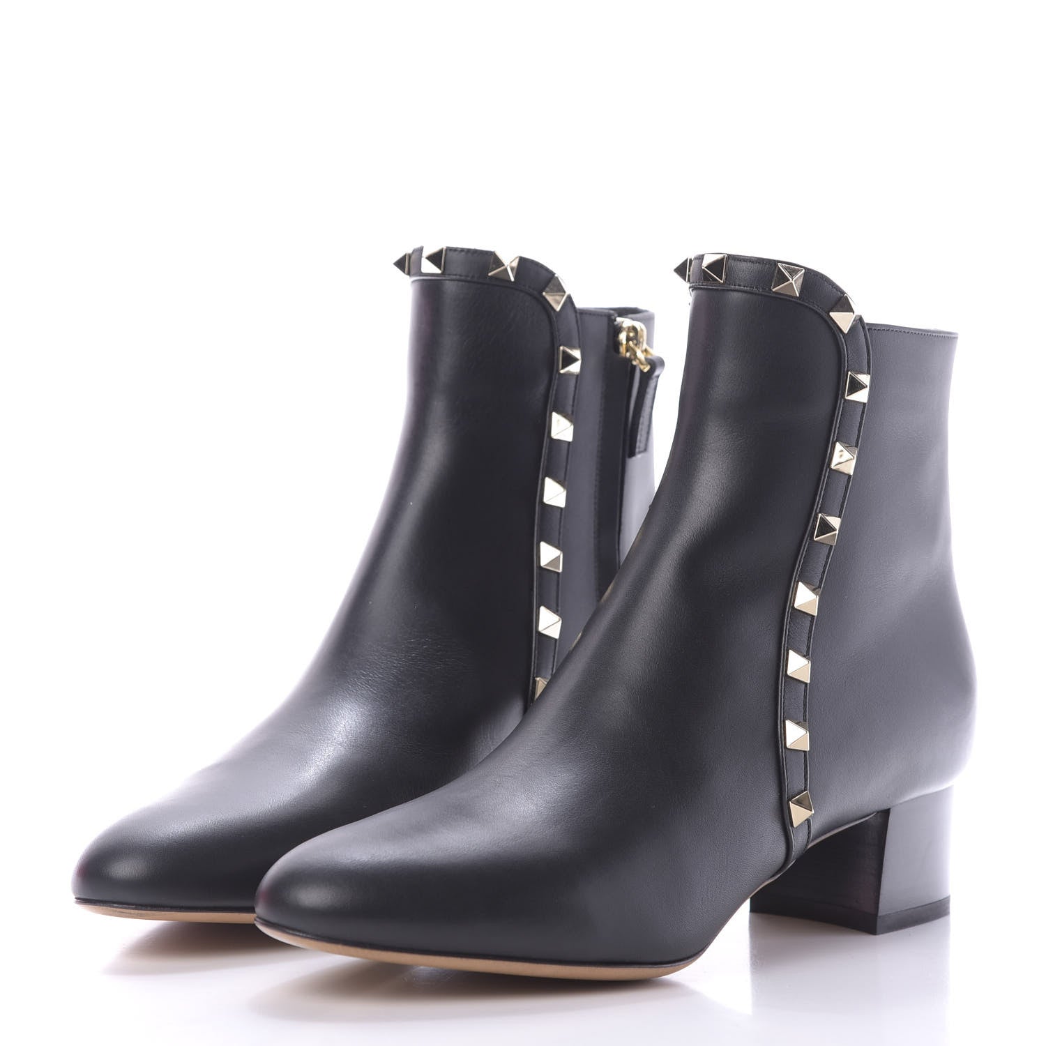 Valentino Garavani Smooth Calfskin Rockstud 40mm Ankle Boots 37.5 Black 3 of 12