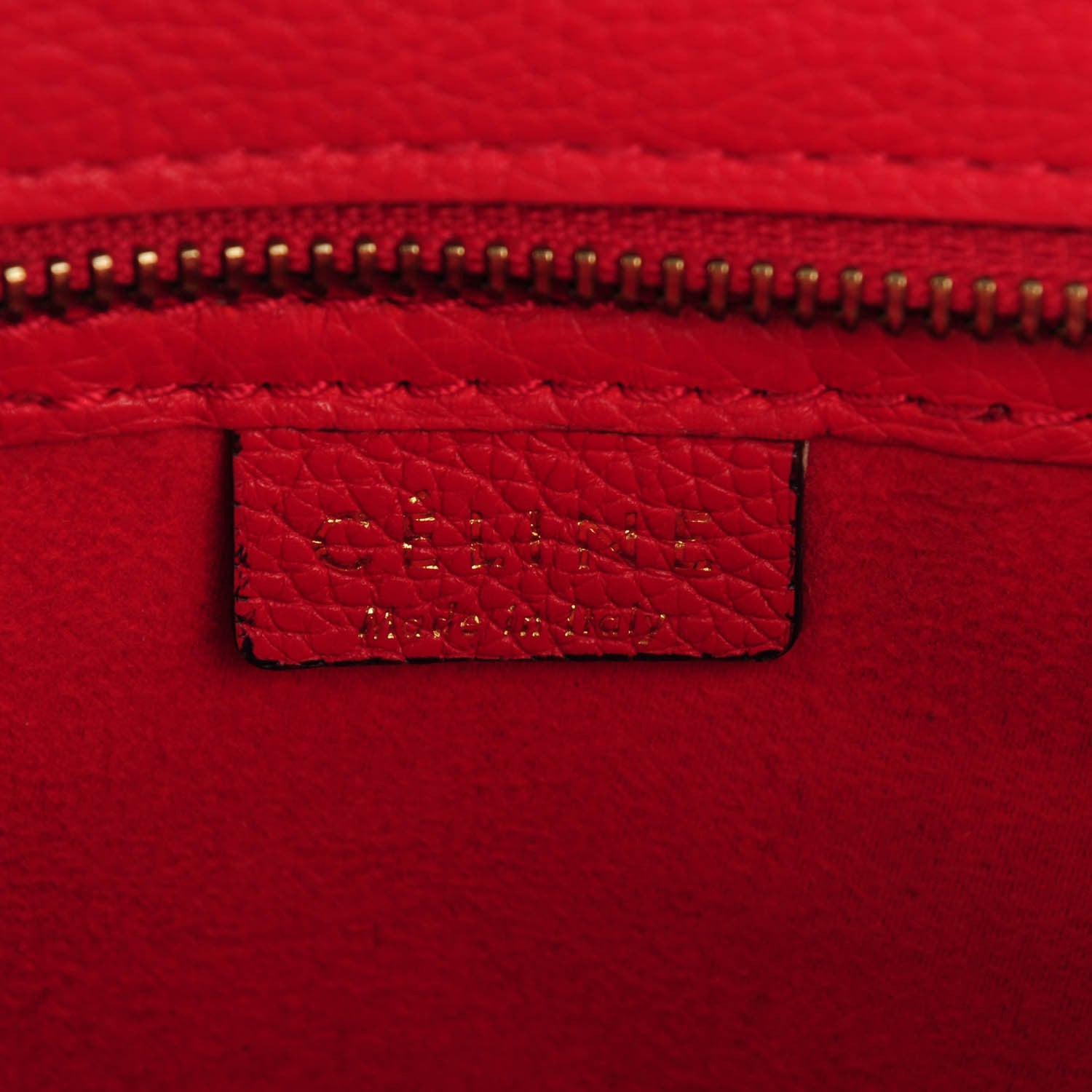 Celine Drummed Calfskin Nano Luggage Coquelicot 6 of 8