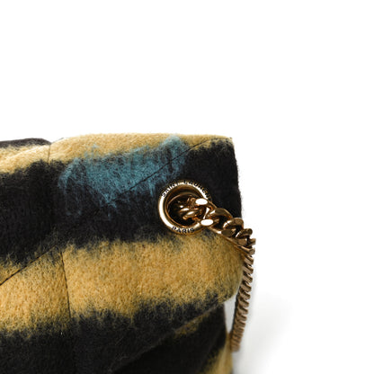 Saint Laurent Tie Dye Wool Quilted Small Loulou Puffer Monogram Chain Satchel Yellow Pacific Blue Dark Pecan 16 of 21