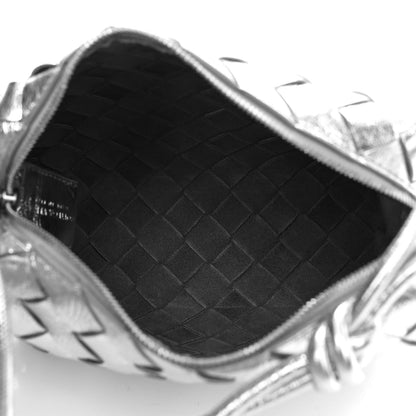 Bottega Veneta Metallic Calfskin Intrecciato Mini Loop Camera Bag Silver 8 of 9
