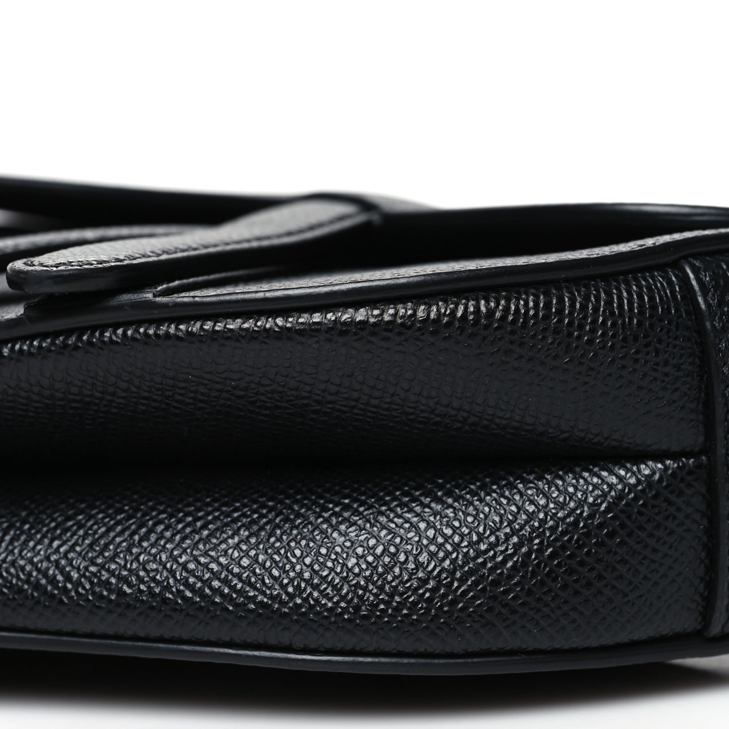 Grained Calfskin Mini Saddle Bag Black