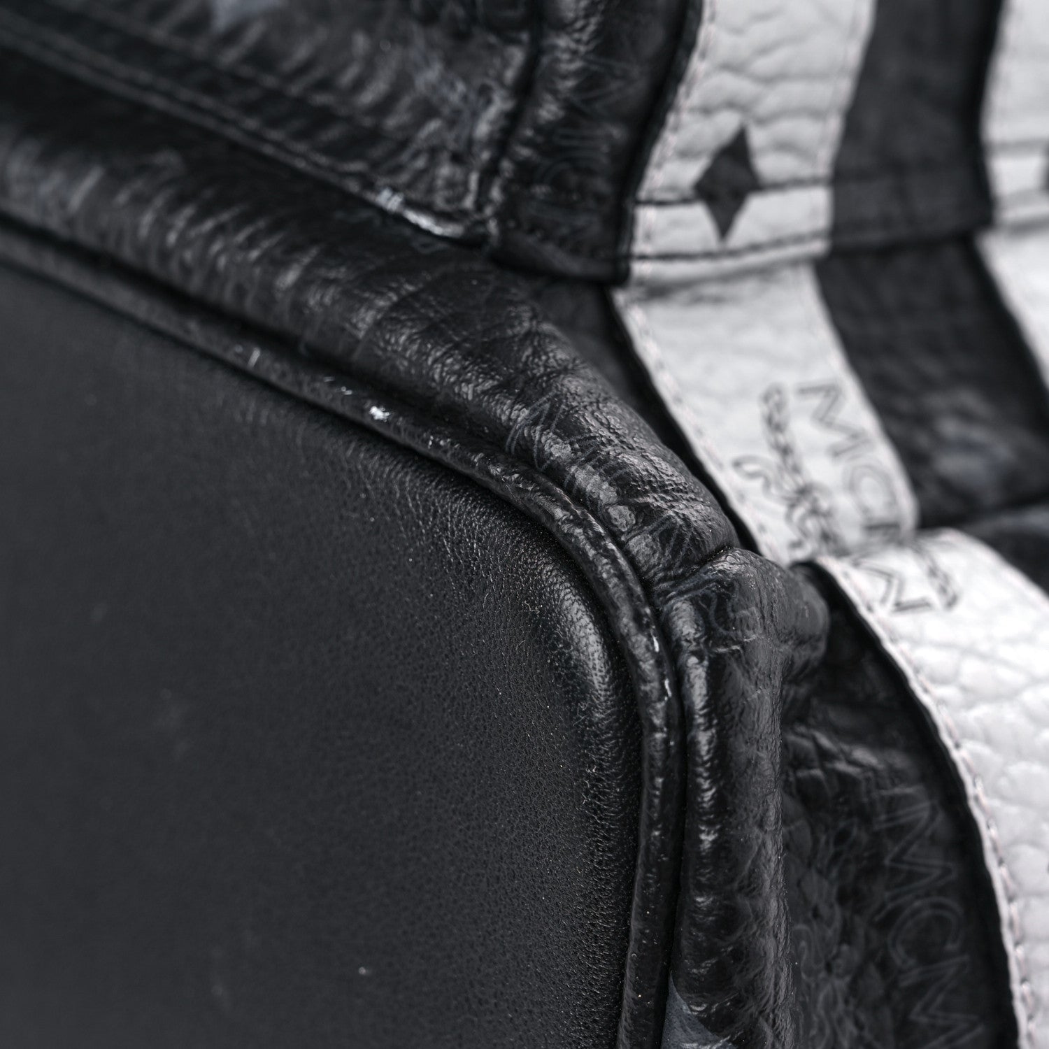 MCM Metallic Visetos Striped Medium Stark Backpack Silver Black 9 of 22