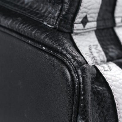 MCM Metallic Visetos Striped Medium Stark Backpack Silver Black 9 of 22