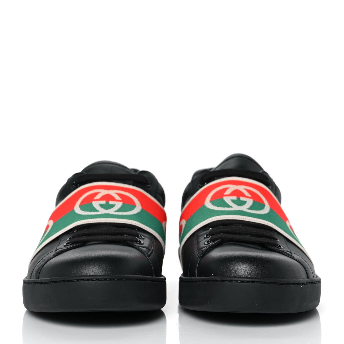 Calfskin Web Interlocking G Mens Ace Sneakers 10 Black
