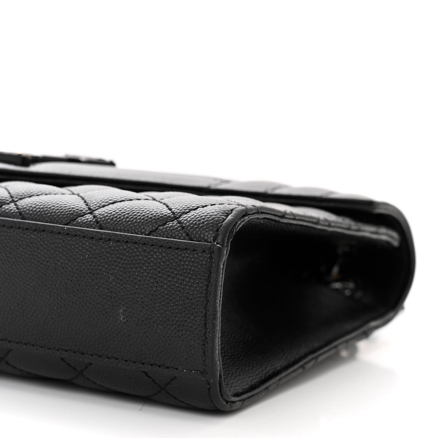 Grain De Poudre Textured Mixed Matelasse Triquilt Medium Monogram Monochrome Satchel Black