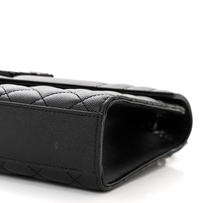 Saint Laurent Grain De Poudre Textured Mixed Matelasse Triquilt Medium Monogram Monochrome Satchel Black 9 of 12