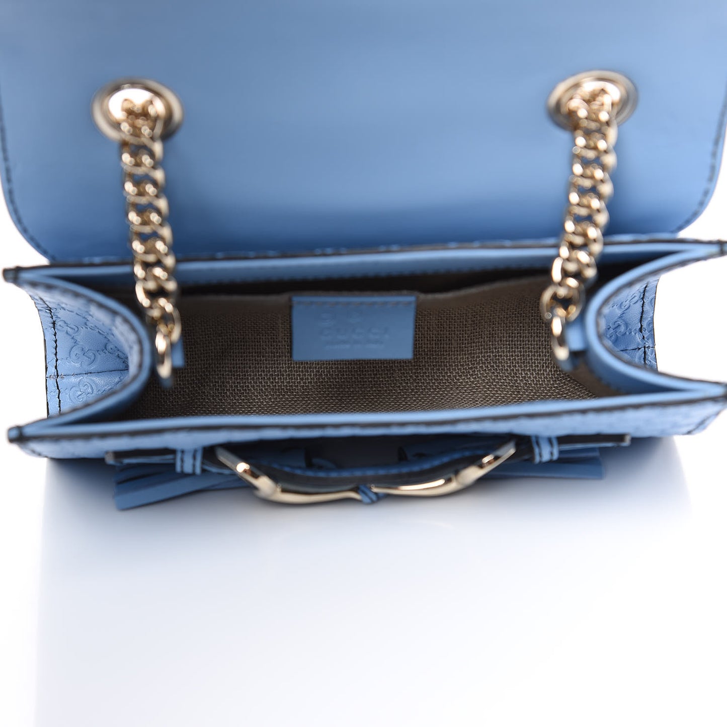 Soft Microguccissima Mini Emily Chain Shoulder Bag Mineral Blue