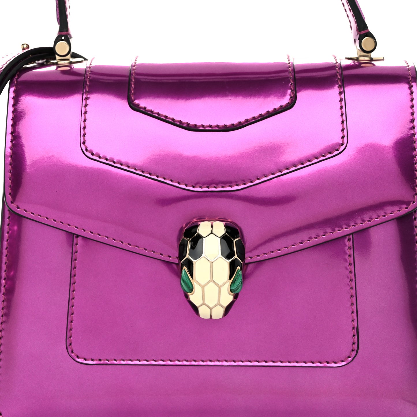 Metallic Calfskin Serpenti Forever Top Handle Amethyst