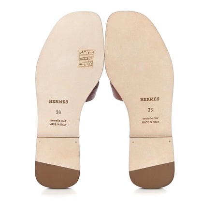 Hermes Box Calfskin Oran Sandals 36 Gold 5 of 10