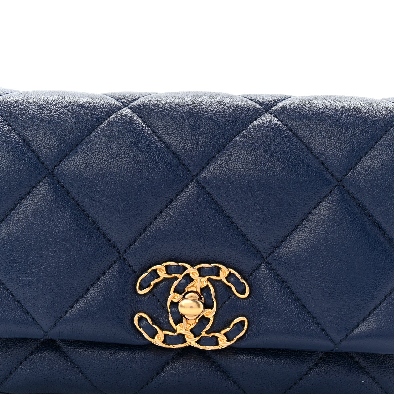 Chanel Goatskin Quilted Chanel 19 Waist Bag Dark Blue 8 of 10