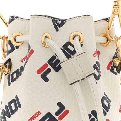 Fendi X FILA Vitello F is Fendi Mania Mini Mon Tresor Bucket Bag White 8 of 11