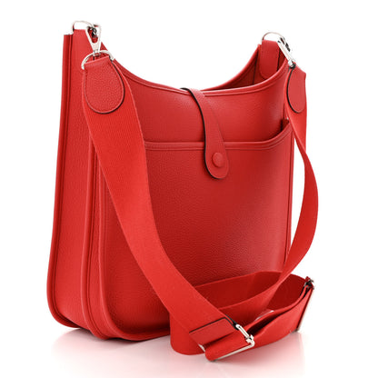 Hermes Taurillon Clemence EVELYNE III PM Rouge de Coeur 3 of 10