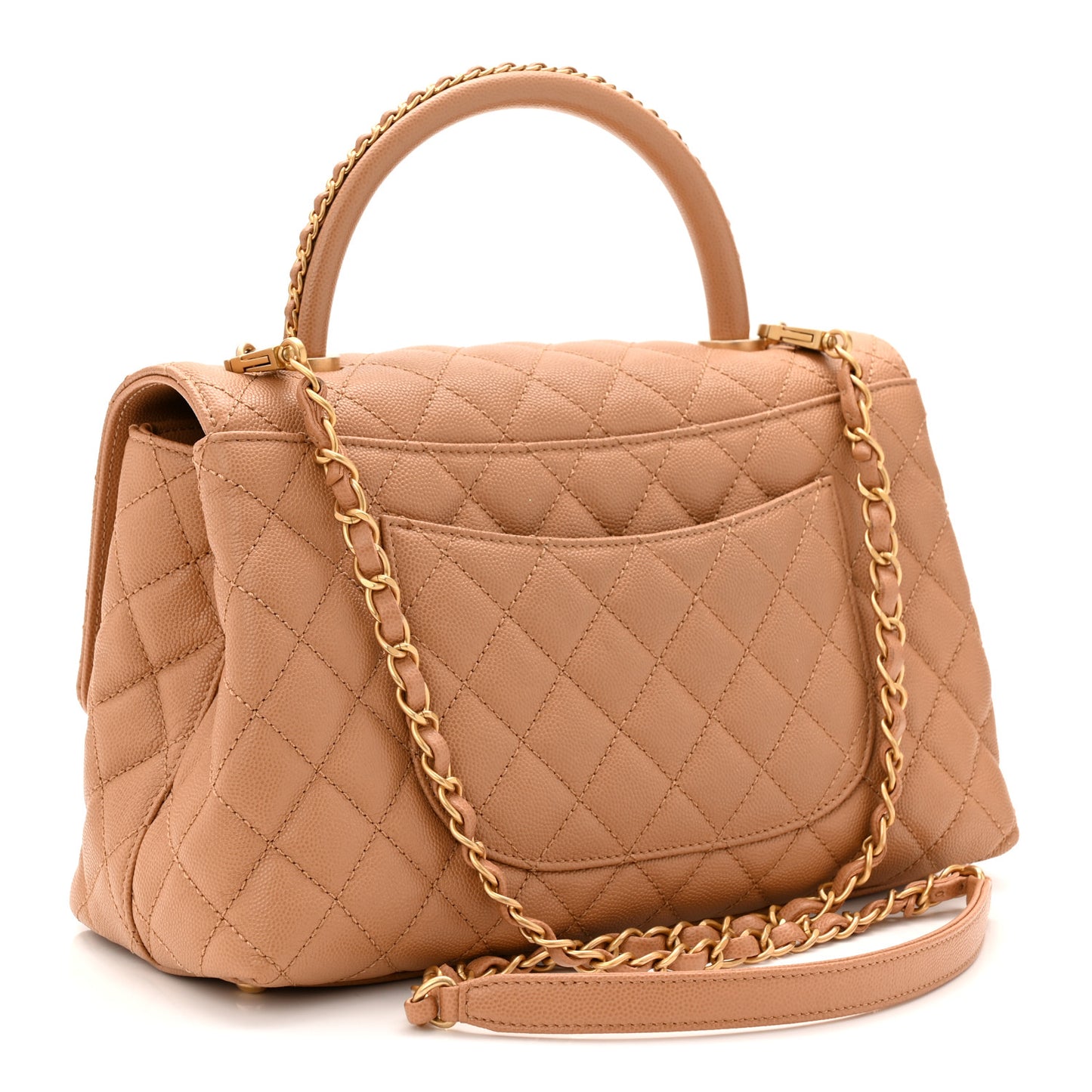 Caviar Quilted Small Coco Chain Handle Flap Brown