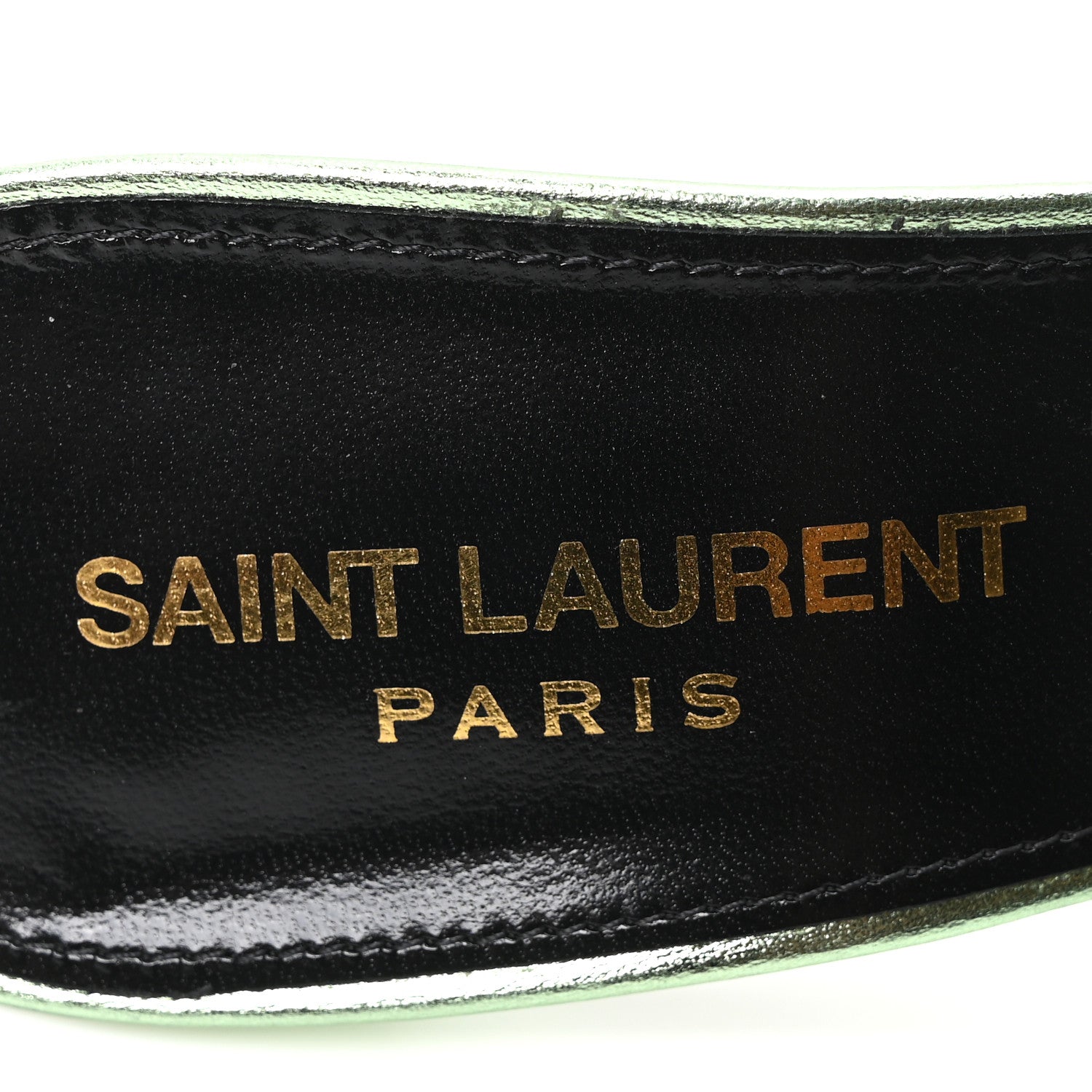 Saint Laurent Metallic Nappa La 16 Mule Sandals 37 Clorofilla 8 of 10