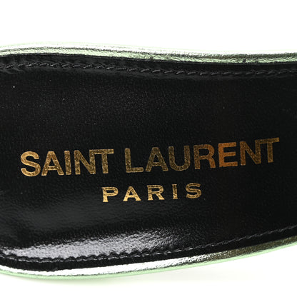 Saint Laurent Metallic Nappa La 16 Mule Sandals 37 Clorofilla 8 of 10