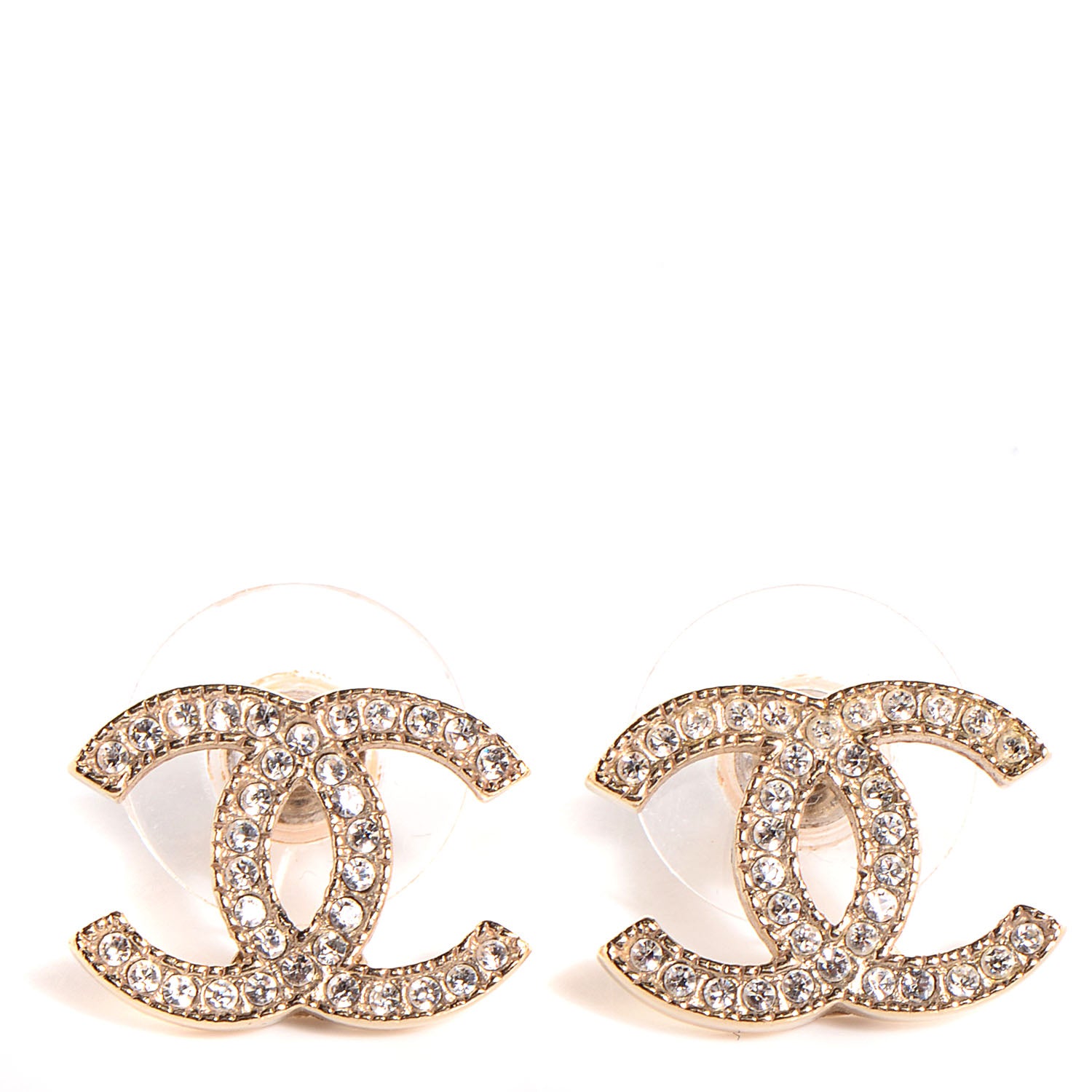 Chanel Crystal CC Earrings Gold 1 of 5