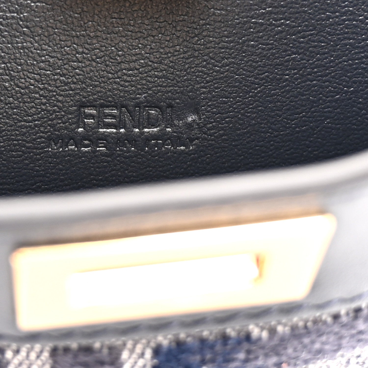 Fendi Chenille Calfskin Nano Peekaboo Satchel Grigio Blue Notte 6 of 11