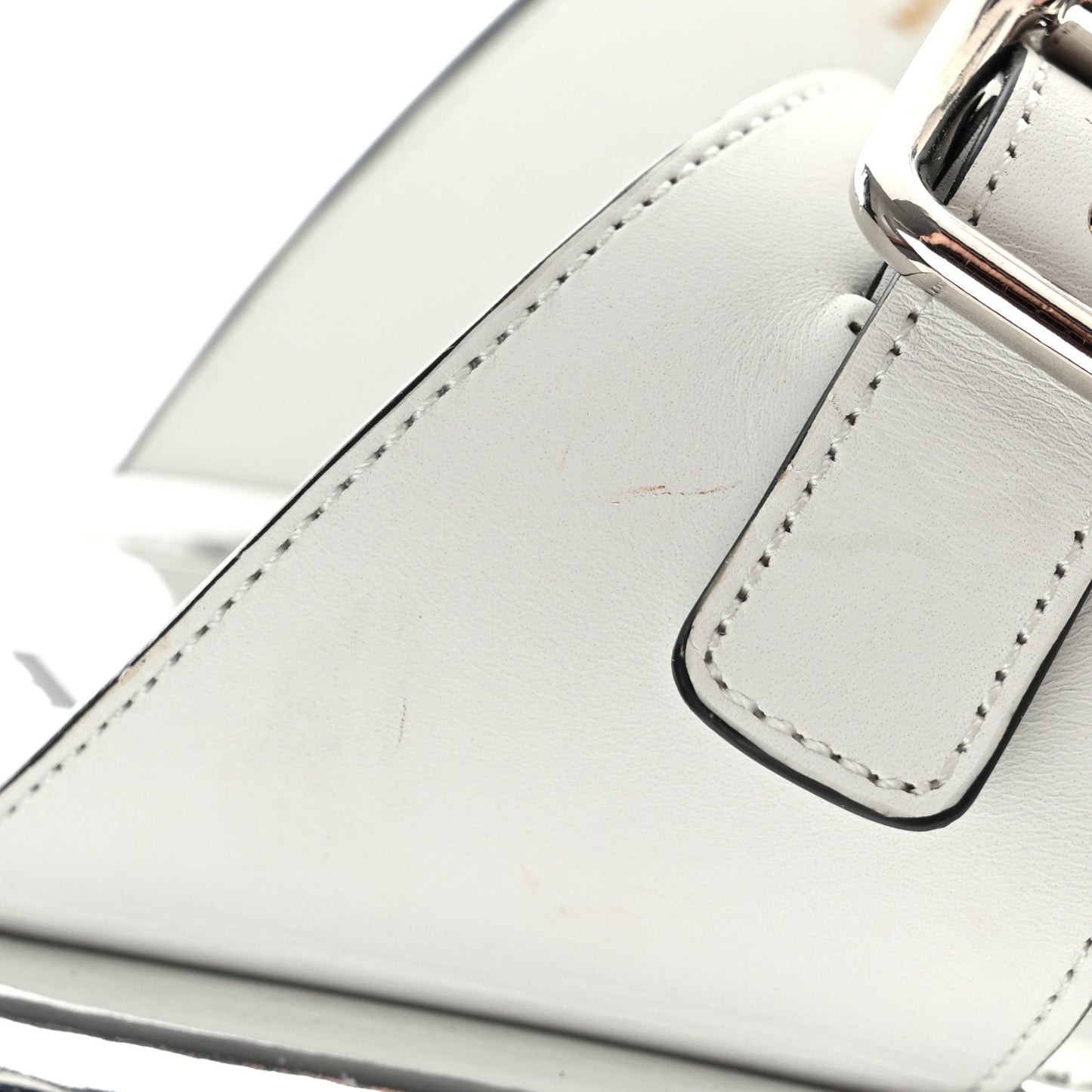 Natural Calfskin Double Buckle 20mm Sandals 38.5 White