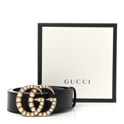 Gucci Moon Calfskin Pearl Double G 40mm Belt 110 44 Black Cream 8 of 8
