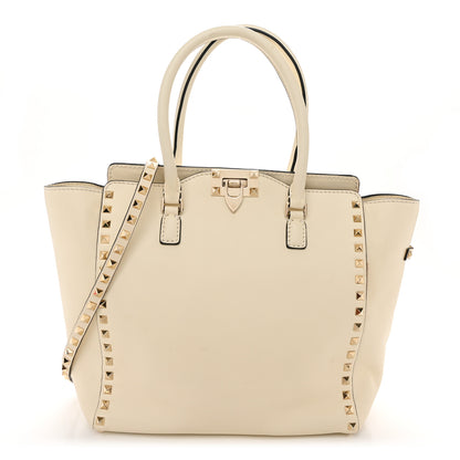 Valentino Garavani Vitello Small Rockstud Double Handle Tote Ivory 1 of 13