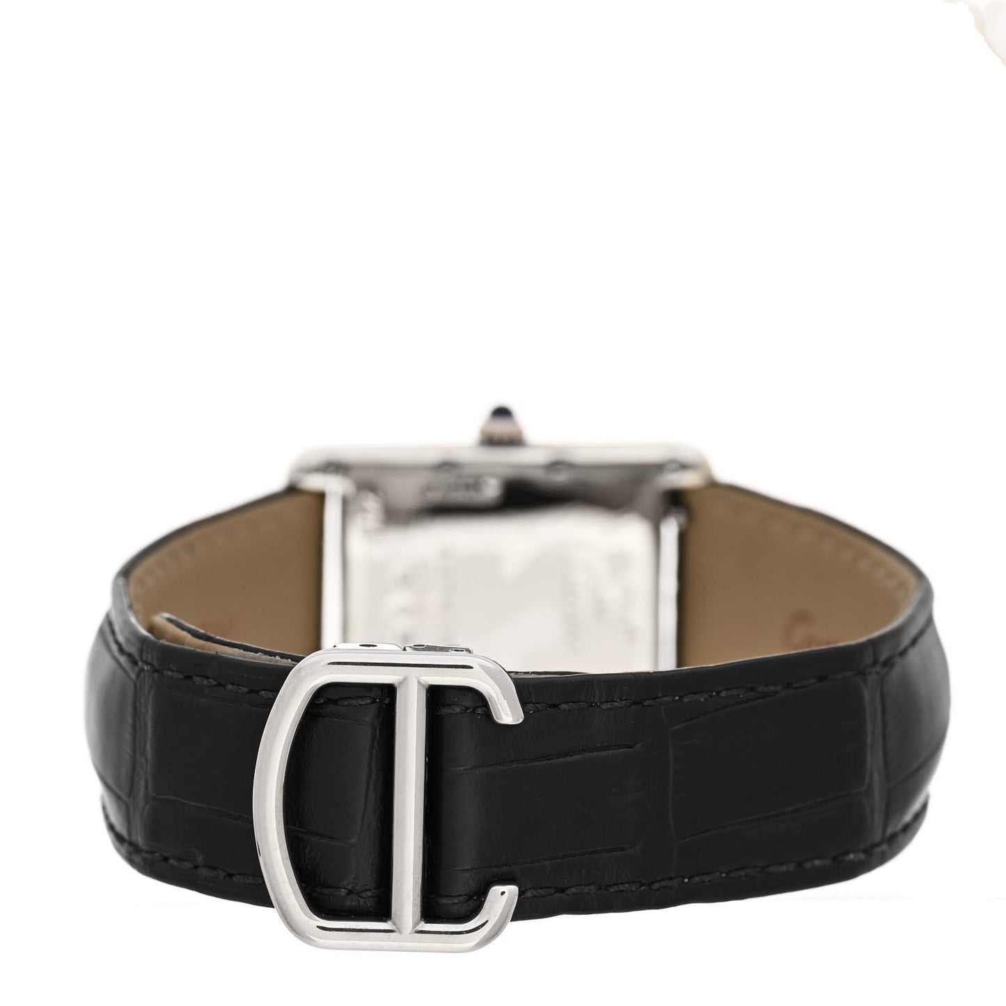 Sterling Silver Vermeil Alligator 25mm Must de Cartier Tank Quartz Watch