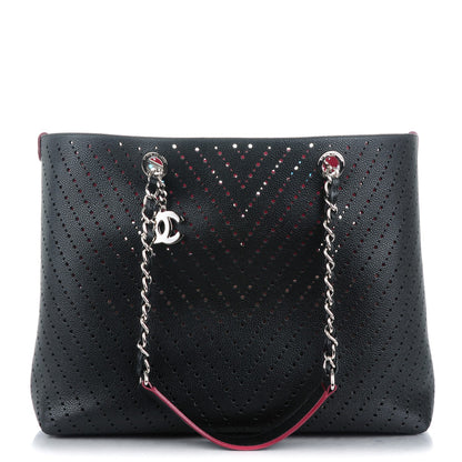 Chanel Perforated Grained Calfskin Large Shopping Tote Black 1 of 8