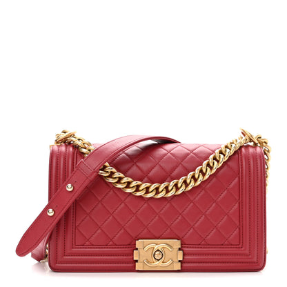 Chanel Calfskin Quilted Medium Boy Flap Red 1 of 10