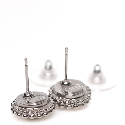 Chanel Pearl Crystal CC Earrings Silver 2 of 4