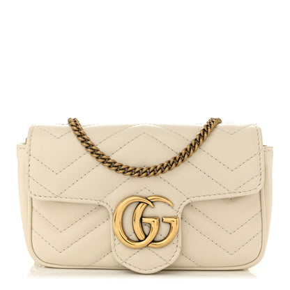 Gucci Calfskin Matelasse Super Mini GG Marmont Shoulder Bag White 1 of 12
