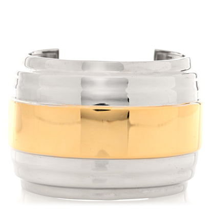 Saint Laurent Metal Two Tone Cuff Bracelet Gold Silver 1 of 4