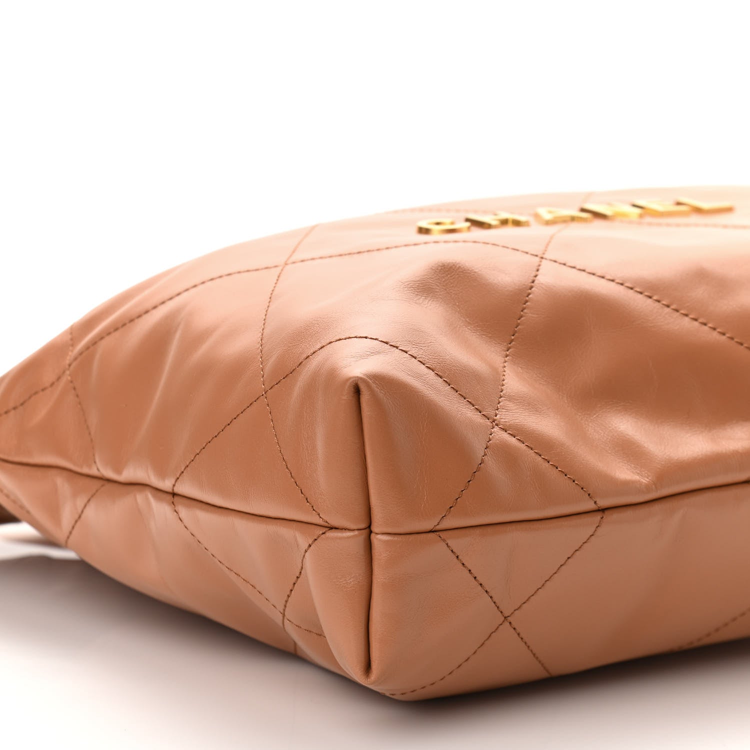 Chanel Shiny Calfskin Quilted Small Chanel 22 Camel 10 of 11