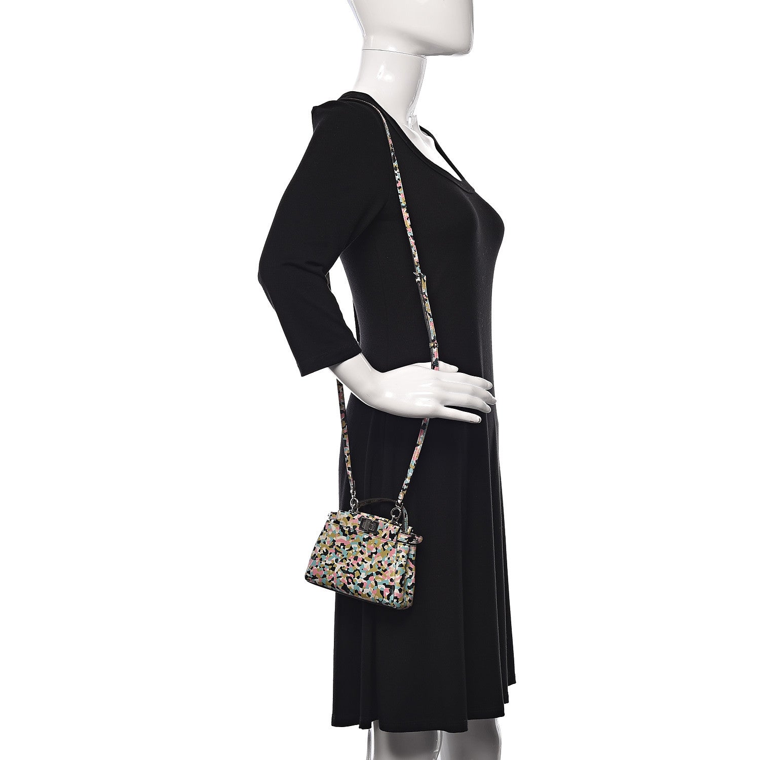 Fendi Vitello Seta Granite Micro Peekaboo Iconic Satchel Multicolor 2 of 9