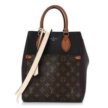 Louis Vuitton Calfskin Monogram Fold Tote MM Black Wine Cream 1 of 7
