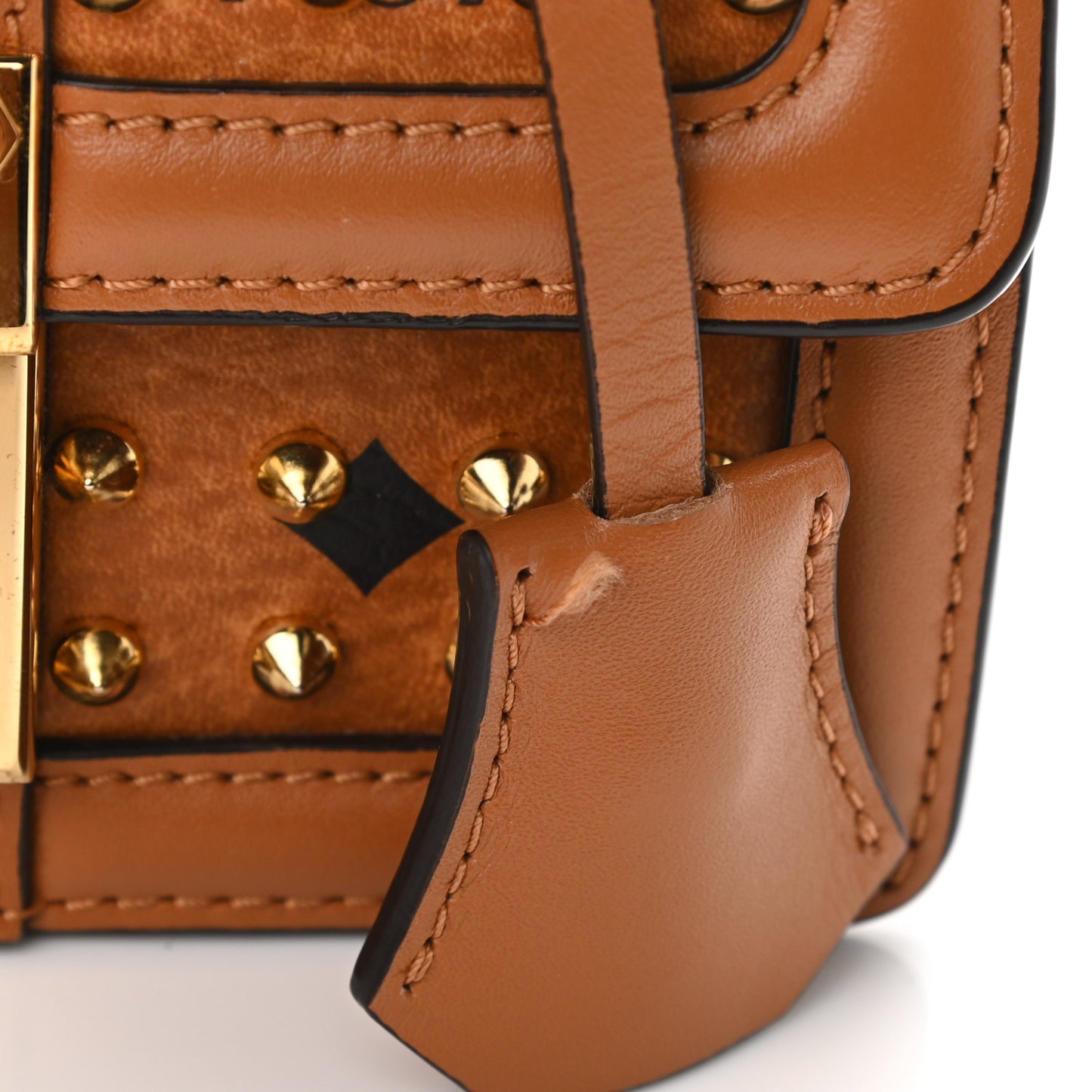 Visetos Studded Tracey Satchel Cognac