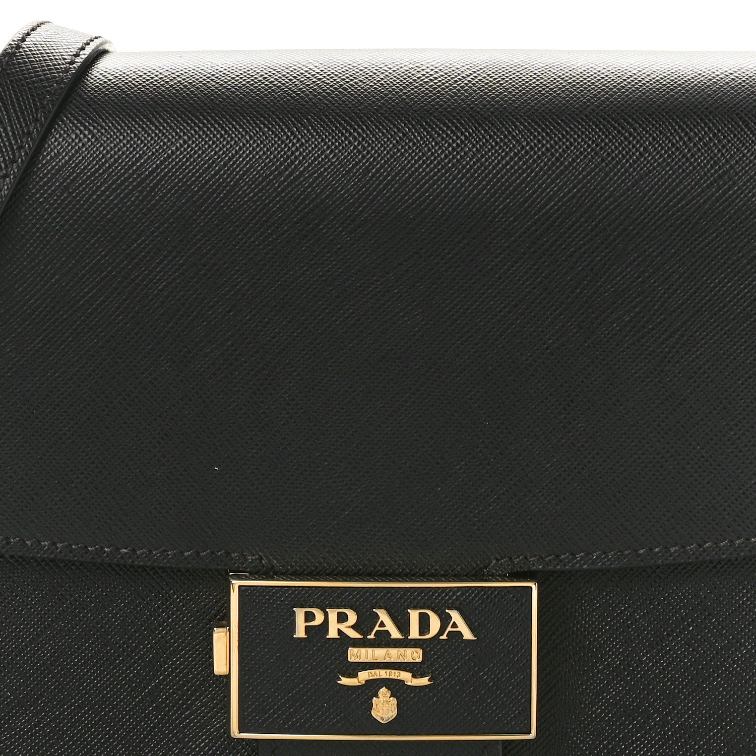 Prada Saffiano Lux Embleme Flap Shoulder Bag Black 8 of 10