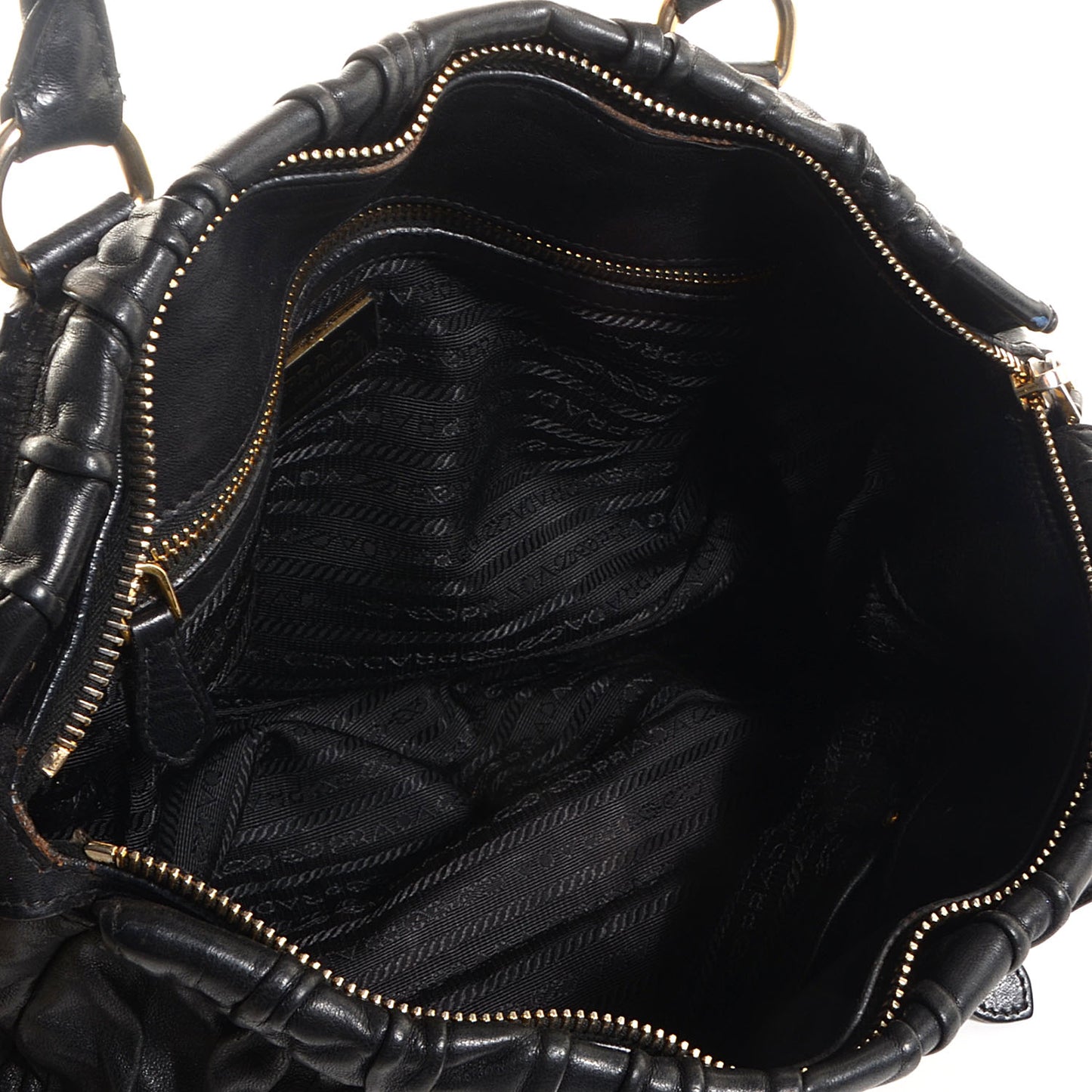 Nappa Leather Gaufre Shopping Satchel Black