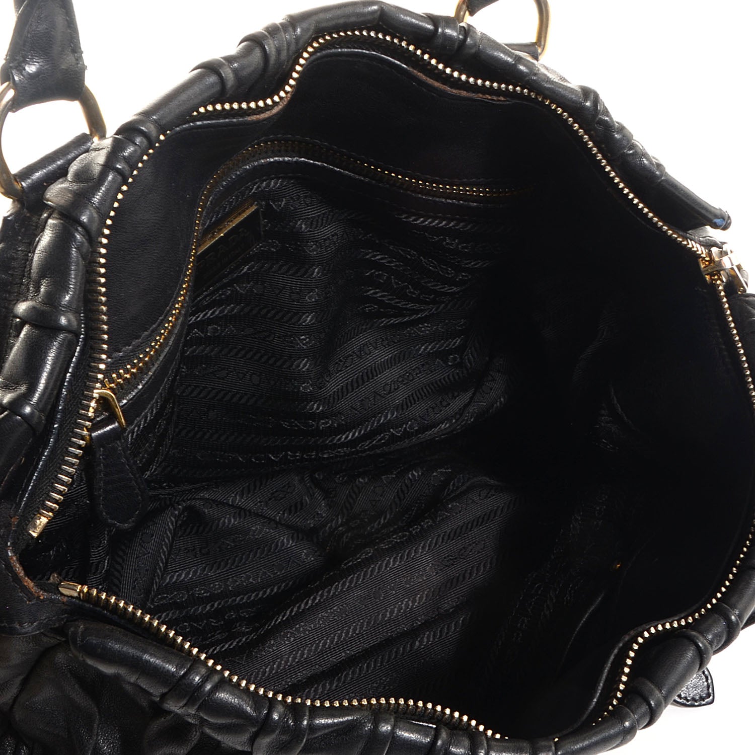 Prada Nappa Leather Gaufre Shopping Satchel Black 5 of 8