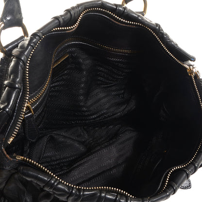 Prada Nappa Leather Gaufre Shopping Satchel Black 5 of 8