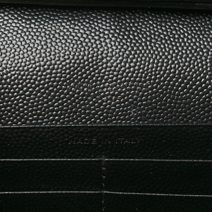 Saint Laurent Grain De Poudre Matelasse Chevron Monogram Monochrome Chain Wallet Black 6 of 9