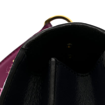 Mulberry Smooth Calfskin Embroidered Floral Harlow Satchel Navy Multicolor 17 of 22