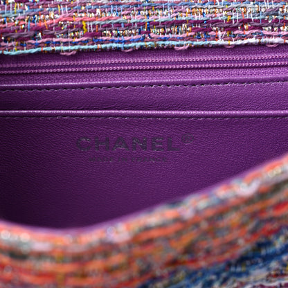 Chanel Tweed Quilted Mini Rectangular Flap Blue Pink Orange 6 of 9