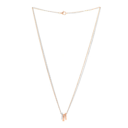 Cartier 18K White Pink Gold Diamond Three Ring LOVE Pendant Necklace 3 of 9