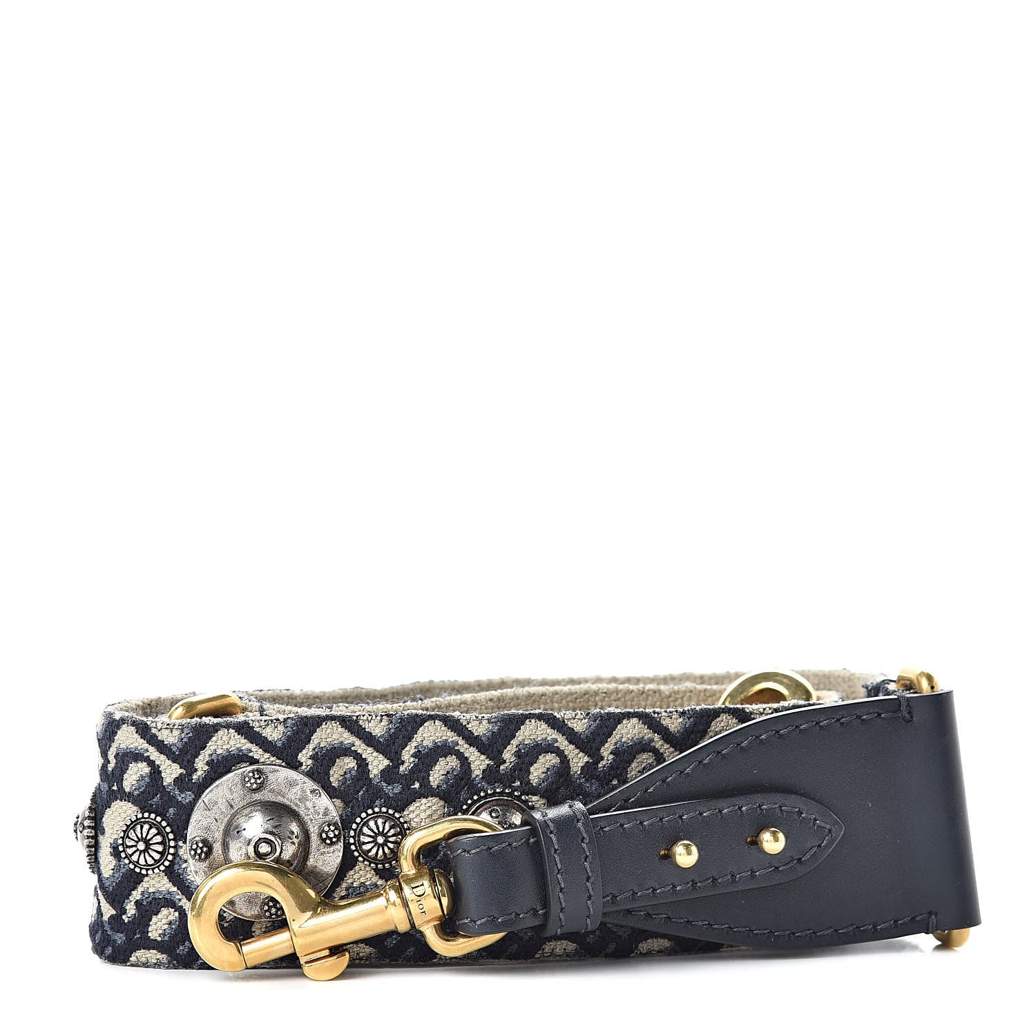 Christian Dior Oblique Studded Shoulder Strap Blue 1 of 5