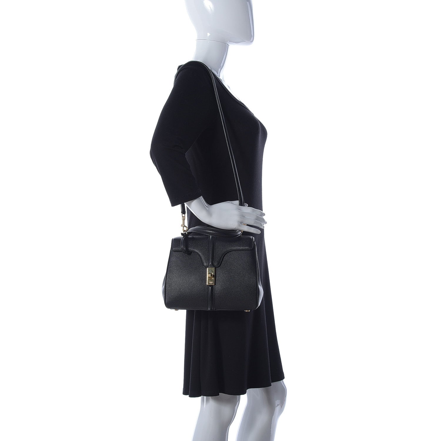 Celine Grained Calfskin Small 16 Top Handle Bag Black 2 of 11